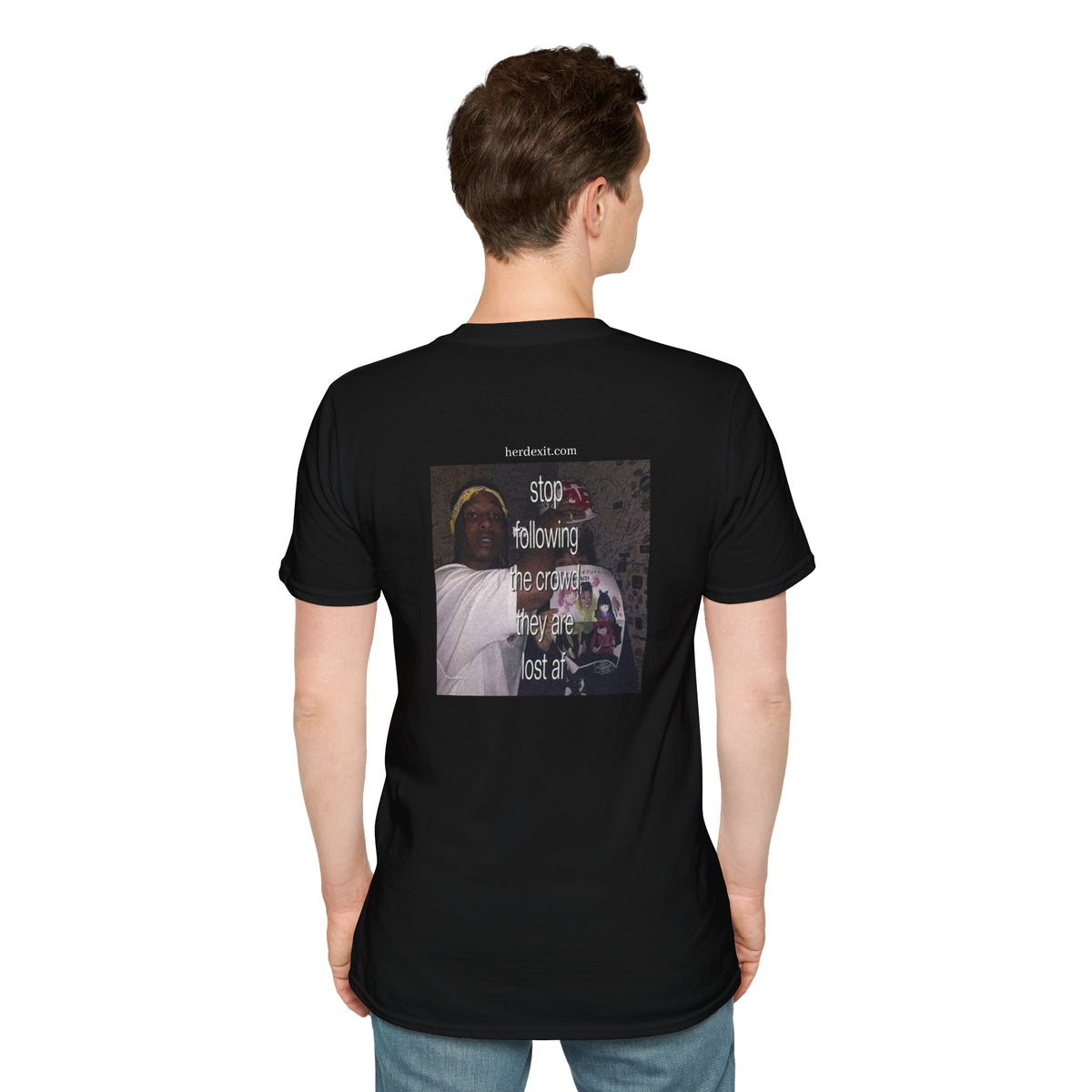 T-Shirt — Vintage Meme Graphic "Stop Following The Crowd"