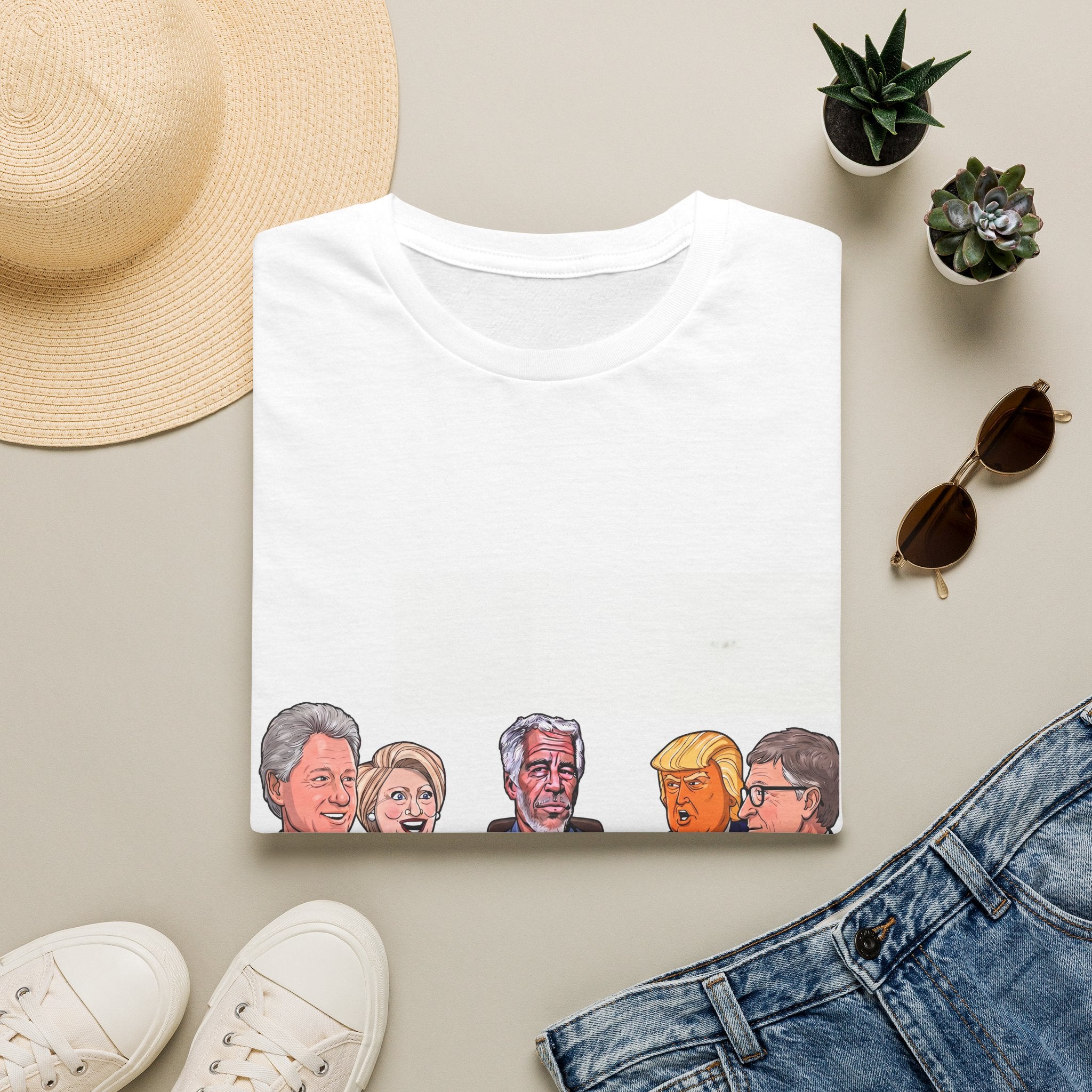 Political Leaders Pizza T-Shirt — Cartoon Faces of Presidents