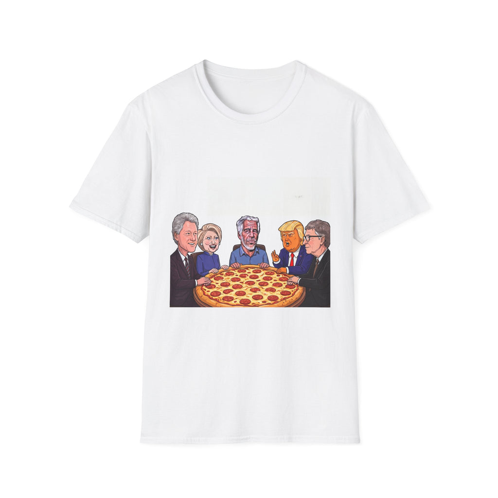 Political Leaders Pizza T-Shirt — Cartoon Faces of Presidents