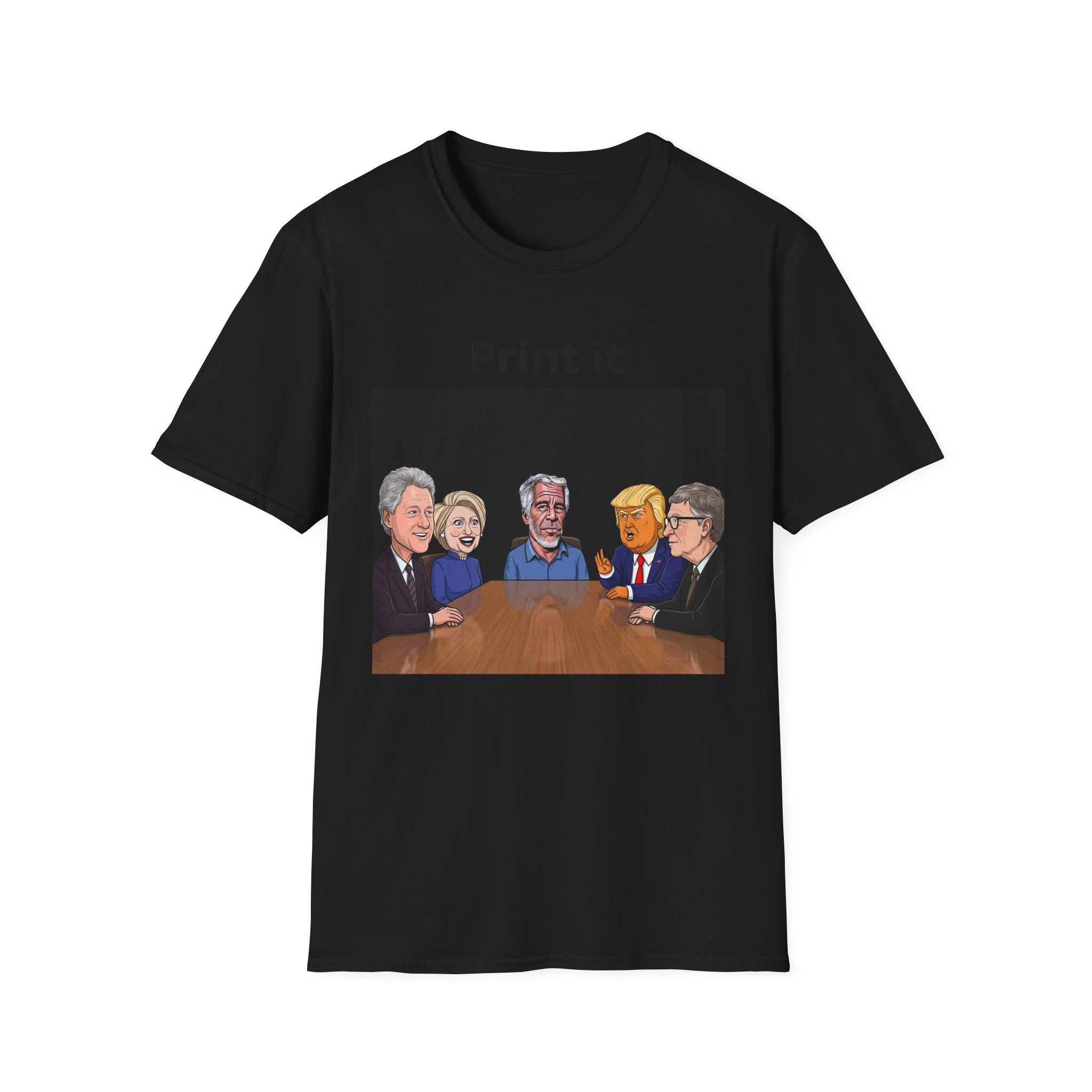 Political Figures Roundtable T‑Shirt — Caricature Presidents & Politicians Graphic Tee