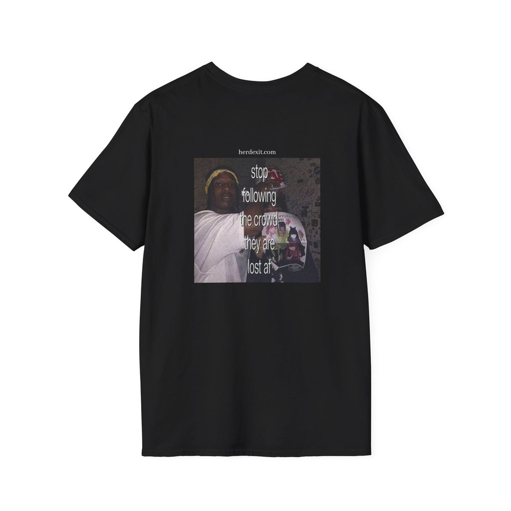 T-Shirt — Vintage Meme Graphic "Stop Following The Crowd"
