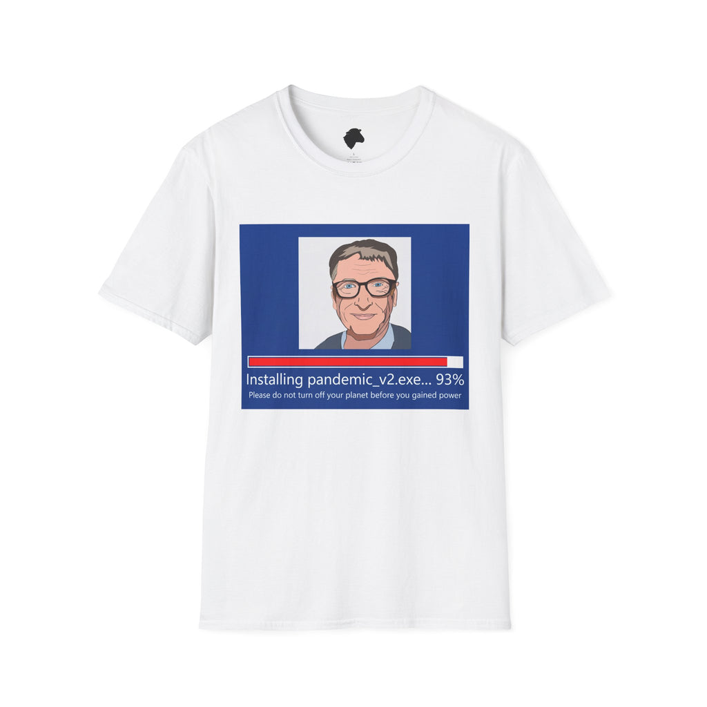 T-Shirt — Vintage TV News Graphic with 'Insulting pandemic_v2.exe' Caption
