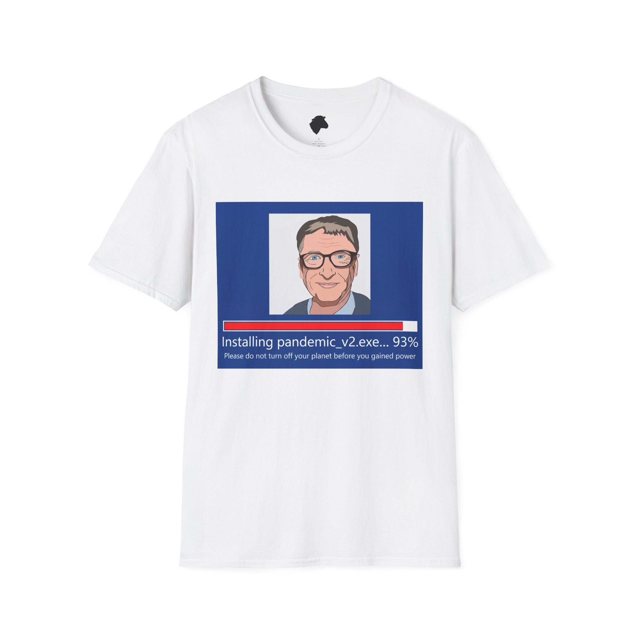 T-Shirt — Vintage TV News Graphic with 'Insulting pandemic_v2.exe' Caption