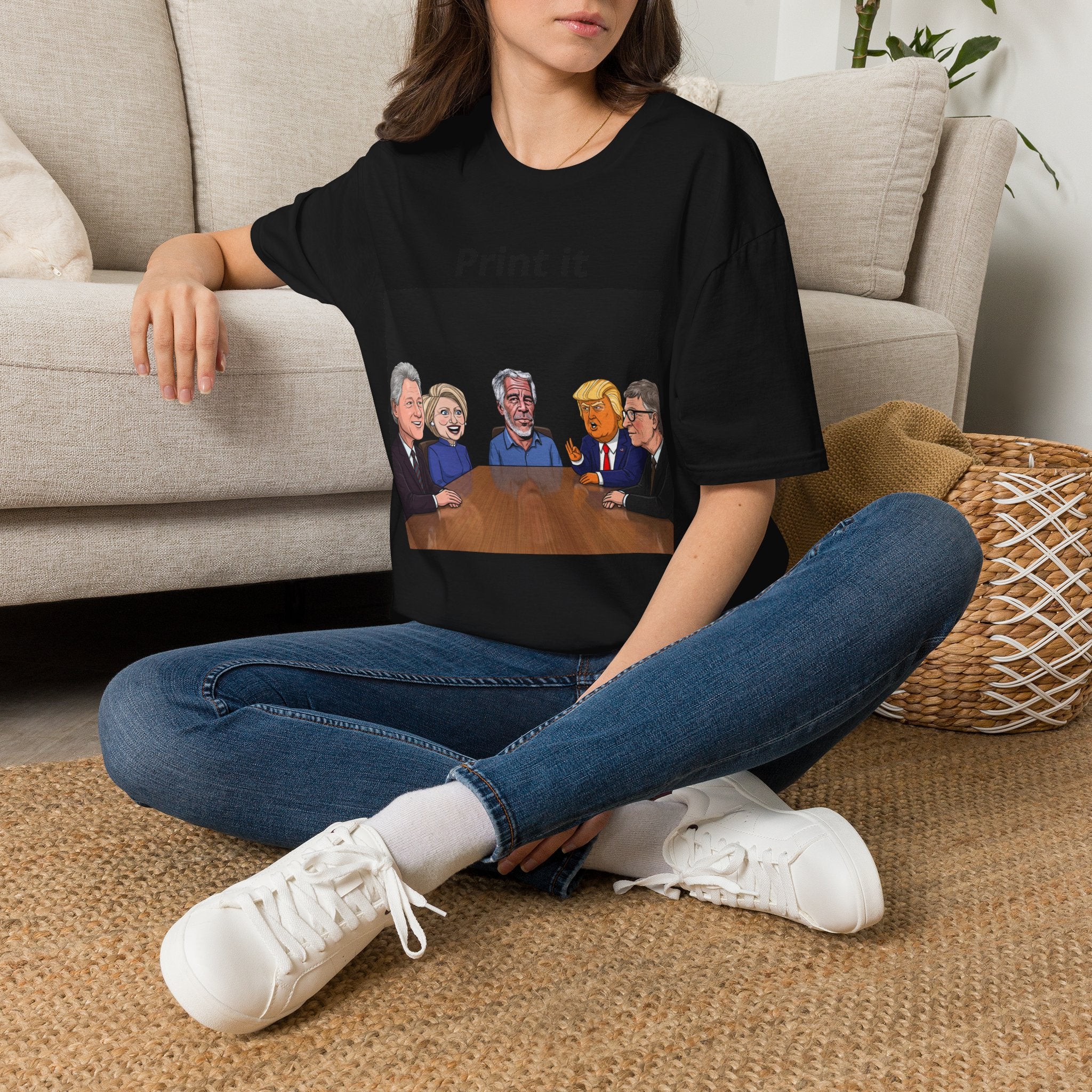 Political Figures Roundtable T‑Shirt — Caricature Presidents & Politicians Graphic Tee