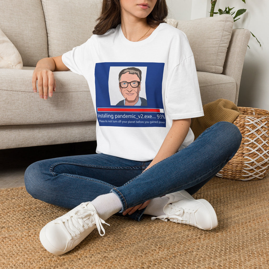 T-Shirt — Vintage TV News Graphic with 'Insulting pandemic_v2.exe' Caption